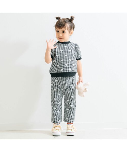 apres les cours（アプレレクール）の「tiny bear ジャガードTシャツ【前後どちらでもOK】（Tシャツ/カットソー・キッズ・レッド/ブラック・80/90/100/110/120）」の5枚目の写真