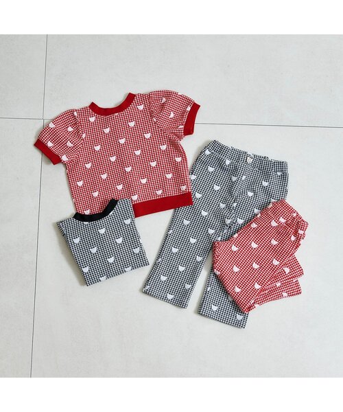 apres les cours（アプレレクール）の「tiny bear ジャガードTシャツ【前後どちらでもOK】（Tシャツ/カットソー・キッズ・レッド/ブラック・80/90/100/110/120）」の6枚目の写真