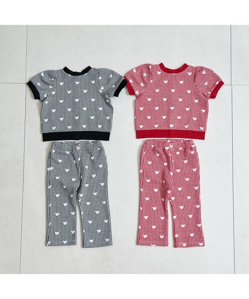 apres les cours（アプレレクール）の「tiny bear ジャガードTシャツ【前後どちらでもOK】（Tシャツ/カットソー・キッズ・レッド/ブラック・80/90/100/110/120）」の7枚目の写真