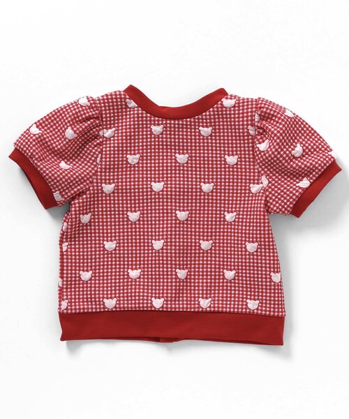 apres les cours（アプレレクール）の「tiny bear ジャガードTシャツ【前後どちらでもOK】（Tシャツ/カットソー・キッズ・レッド/ブラック・80/90/100/110/120）」の11枚目の写真