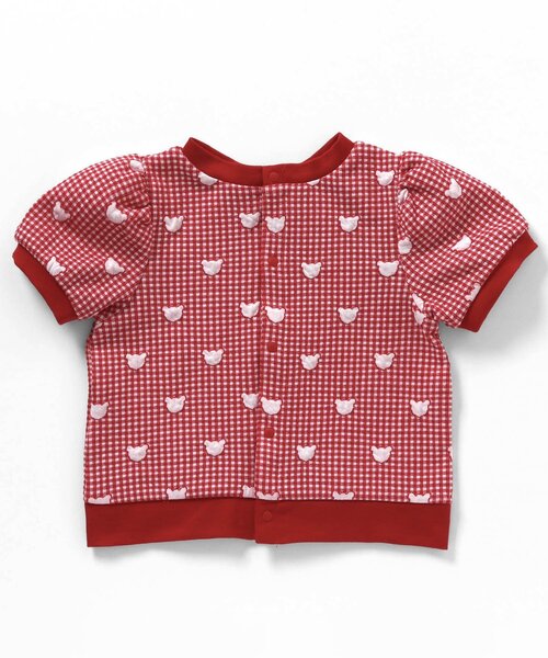 apres les cours（アプレレクール）の「tiny bear ジャガードTシャツ【前後どちらでもOK】（Tシャツ/カットソー・キッズ・レッド/ブラック・80/90/100/110/120）」の13枚目の写真