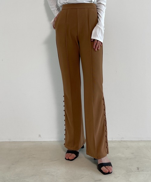 CE'E_SE'E(シーシー)の「リブジャージスリットパンツ(その他パンツ・レディース・ブルー系その他6/ブラック/チャコールグレー/ベージュ・FREE)」の3枚目の写真
