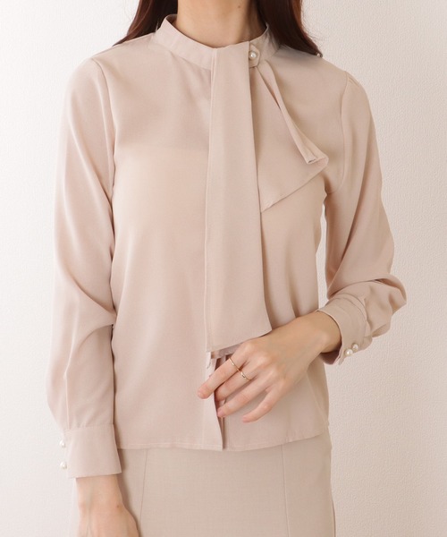 Lace Ladies(レースレディース)の「ボウタイ付き 長袖 とろみ ベーシック ブラウス(シャツ/ブラウス・レディース・ホワイト/ネイビー/ベージュ/ブラック・S/FREE)」の3枚目の写真