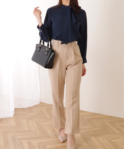 Lace Ladies(レースレディース)の「ボウタイ付き 長袖 とろみ ベーシック ブラウス(シャツ/ブラウス・レディース・ホワイト/ネイビー/ベージュ/ブラック・S/FREE)」の9枚目の写真