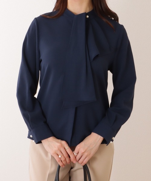Lace Ladies(レースレディース)の「ボウタイ付き 長袖 とろみ ベーシック ブラウス(シャツ/ブラウス・レディース・ホワイト/ネイビー/ベージュ/ブラック・S/FREE)」の11枚目の写真