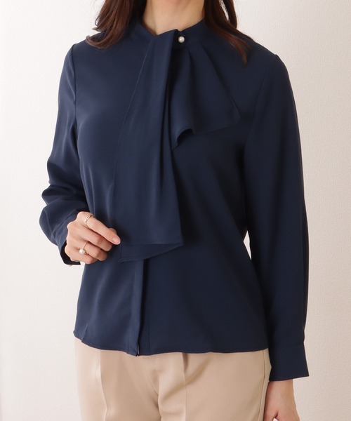 Lace Ladies(レースレディース)の「ボウタイ付き 長袖 とろみ ベーシック ブラウス(シャツ/ブラウス・レディース・ホワイト/ネイビー/ベージュ/ブラック・S/FREE)」の12枚目の写真