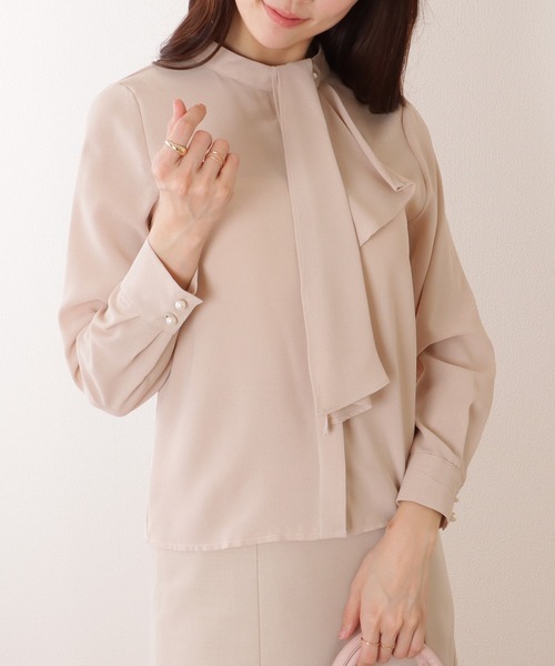 Lace Ladies(レースレディース)の「ボウタイ付き 長袖 とろみ ベーシック ブラウス(シャツ/ブラウス・レディース・ホワイト/ネイビー/ベージュ/ブラック・S/FREE)」の13枚目の写真
