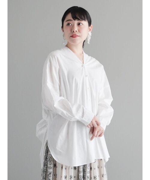 CRAFT STANDARD BOUTIQUE(クラフトスタンダードブティック)の「パールボタン抜き衿サークルブラウス(シャツ/ブラウス・レディース・サックスブルー/オフホワイト・FREE)」の22枚目の写真