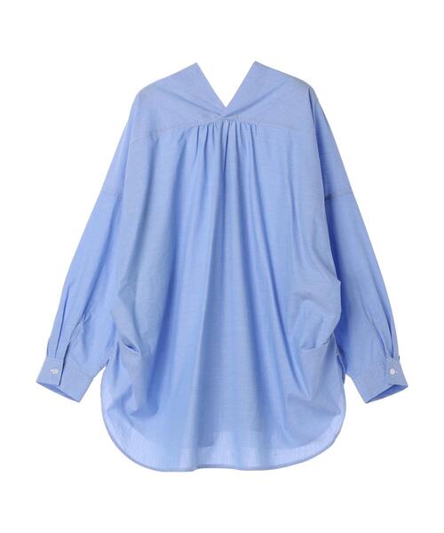 CRAFT STANDARD BOUTIQUE(クラフトスタンダードブティック)の「パールボタン抜き衿サークルブラウス(シャツ/ブラウス・レディース・サックスブルー/オフホワイト・FREE)」の8枚目の写真