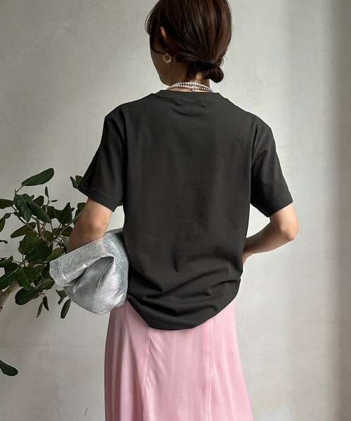 DouDou（ドゥドゥ）の「JE T'EN PRIEフロッキーロゴTEE（Tシャツ/カットソー・レディース・チャコールグレー/グレー/ホワイト系その他/ホワイト/ブラウン・FREE）」の14枚目の写真