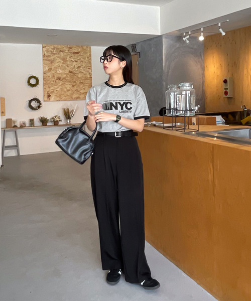 Chillfar（チルファー）の「リンガーTシャツ（Tシャツ/カットソー・レディース・オートミール/杢グレー/ブラウン/ホワイト/イエロー・FREE）」の8枚目の写真