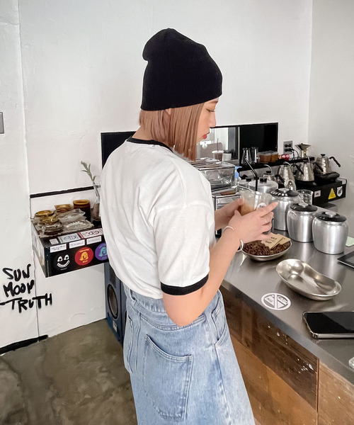 Chillfar（チルファー）の「リンガーTシャツ（Tシャツ/カットソー・レディース・オートミール/杢グレー/ブラウン/ホワイト/イエロー・FREE）」の10枚目の写真