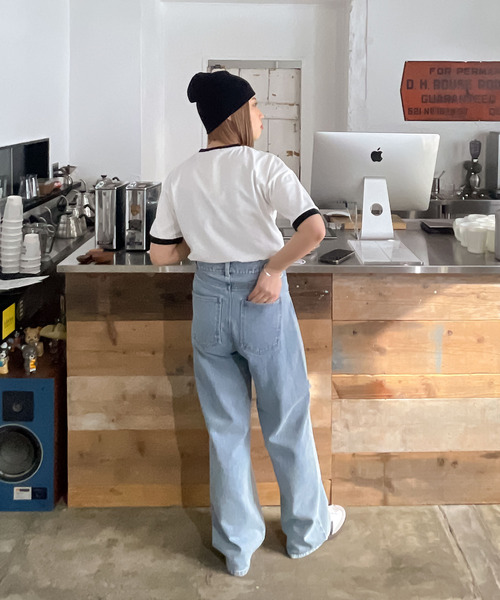 Chillfar（チルファー）の「リンガーTシャツ（Tシャツ/カットソー・レディース・オートミール/杢グレー/ブラウン/ホワイト/イエロー・FREE）」の13枚目の写真