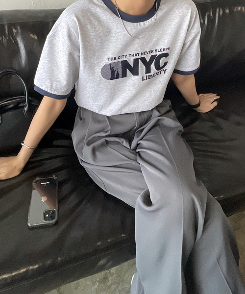 Chillfar（チルファー）の「リンガーTシャツ（Tシャツ/カットソー・レディース・オートミール/杢グレー/ブラウン/ホワイト/イエロー・FREE）」の17枚目の写真