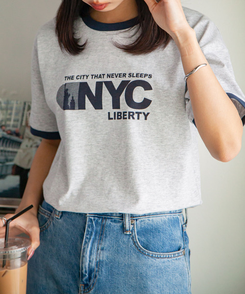 Chillfar（チルファー）の「リンガーTシャツ（Tシャツ/カットソー・レディース・オートミール/杢グレー/ブラウン/ホワイト/イエロー・FREE）」の20枚目の写真