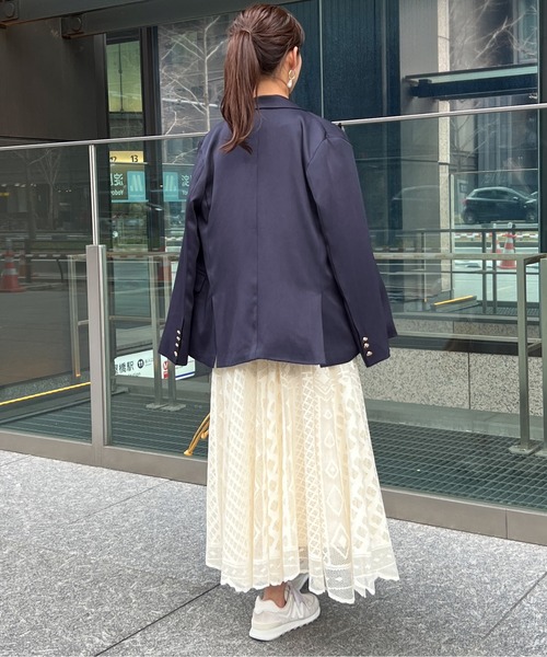 Chez toi（シェトワ）の「パネルメッシュレースフレアスカート（スカート・レディース・ベージュ/ネイビー/アイボリー・FREE）」の6枚目の写真