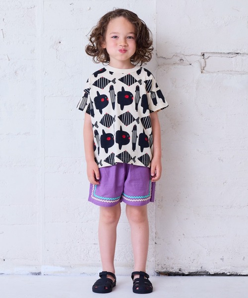 CALMIA（カルミア）の「naminamiリネンショートパンツ（80～150cm）（その他パンツ・キッズ・レッド/チャコール/パープル・150/140/110/100/90/80/130/120）」の3枚目の写真