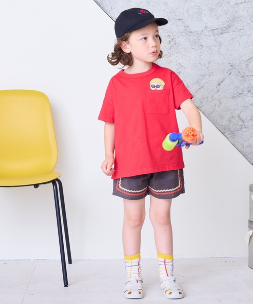 CALMIA（カルミア）の「naminamiリネンショートパンツ（80～150cm）（その他パンツ・キッズ・レッド/チャコール/パープル・150/140/110/100/90/80/130/120）」の2枚目の写真