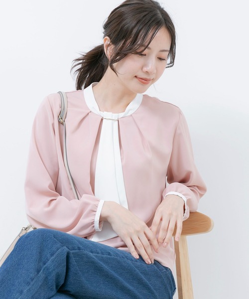 Jayro(ジャイロ)の「配色ボウタイブラウス(シャツ/ブラウス・レディース・ピンク系その他2/ホワイト系その他/ブラック/ブラック系その他/ホワイト系その他2・M)」の1枚目の写真