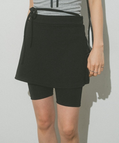 VANNIE U（ヴァニーユー）の「ラップデザインバイカーパンツ/ミニスカート/スパッツ（スカート・レディース・ブラック/グレー・FREE）」の18枚目の写真