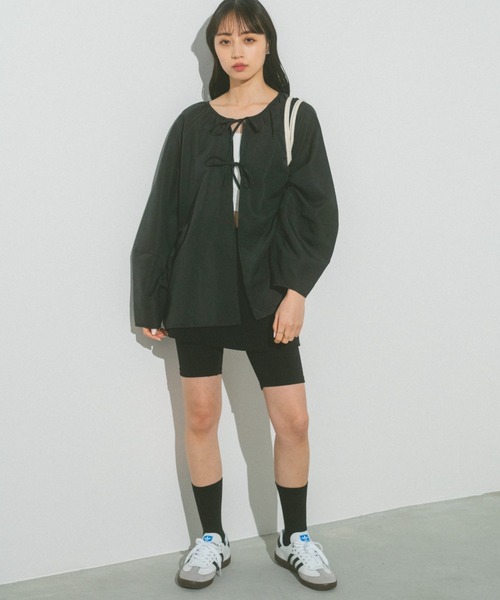 VANNIE U（ヴァニーユー）の「ラップデザインバイカーパンツ/ミニスカート/スパッツ（スカート・レディース・ブラック/グレー・FREE）」の3枚目の写真