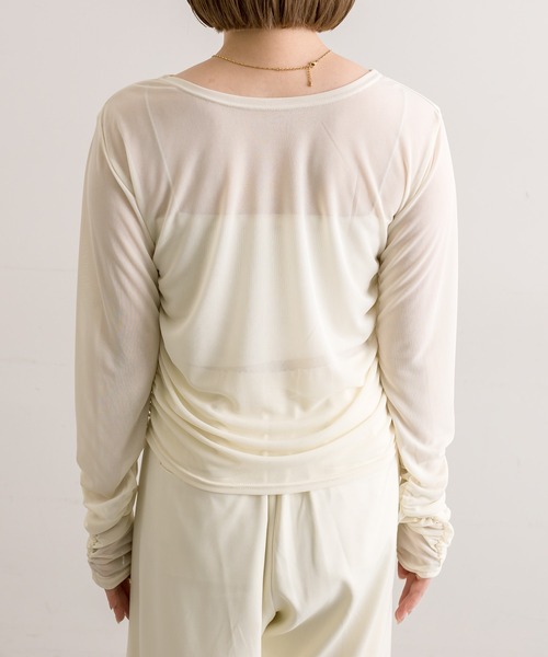 mline（エムライン）の「【3色展開】[mline]袖ギャザーシアープルオーバー（Tシャツ/カットソー・レディース・アイボリー/グリーン/ブラック・FREE）」の16枚目の写真