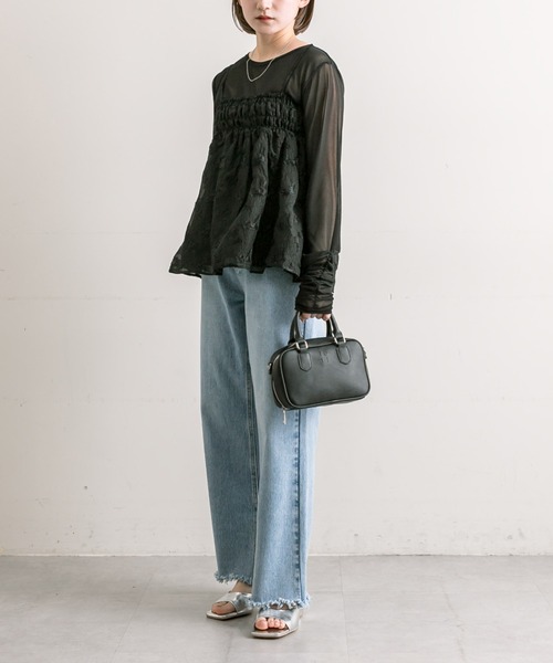 mline（エムライン）の「【3色展開】[mline]袖ギャザーシアープルオーバー（Tシャツ/カットソー・レディース・アイボリー/グリーン/ブラック・FREE）」の13枚目の写真