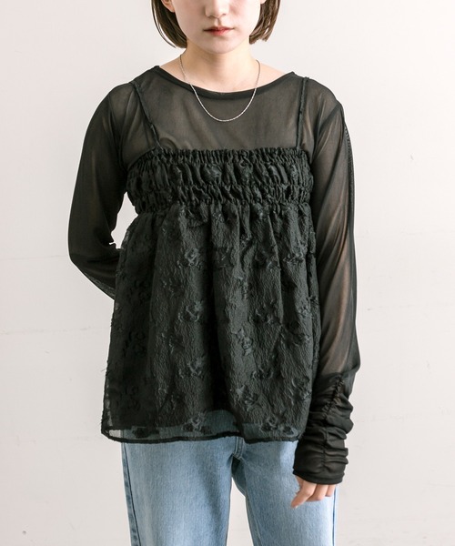 mline（エムライン）の「【3色展開】[mline]袖ギャザーシアープルオーバー（Tシャツ/カットソー・レディース・アイボリー/グリーン/ブラック・FREE）」の12枚目の写真