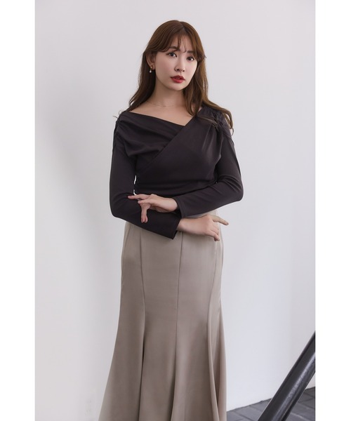 ハーリップトゥー Asymmetric Cotton-blend Jersey Top（Tシャツ/カットソー