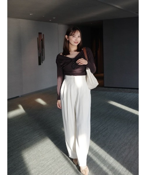 Asymmetric Cotton-blend Jersey Top（Tシャツ/カットソー