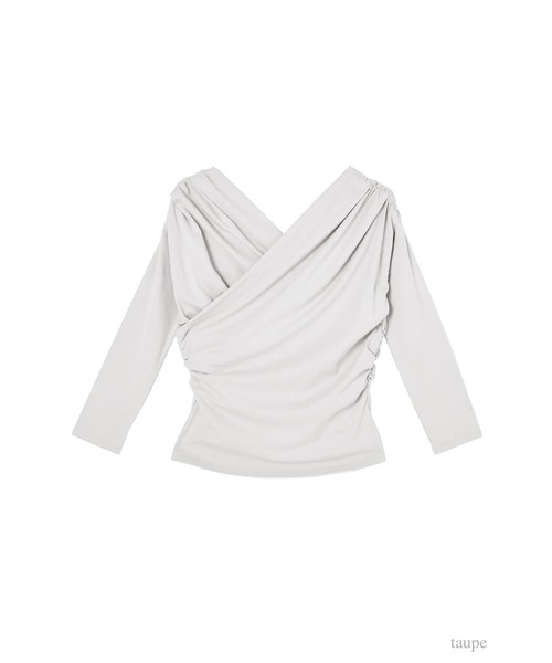 Asymmetric Cotton-blend Jersey Top（Tシャツ/カットソー）｜Her lip