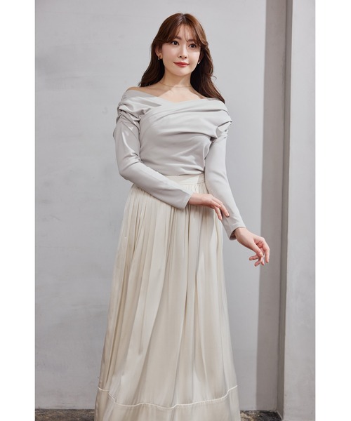 Asymmetric Cotton-blend Jersey Top（Tシャツ/カットソー）｜Her lip