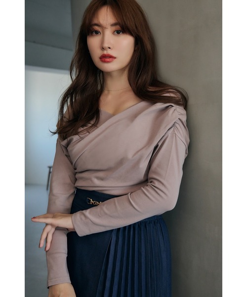 Asymmetric Cotton-blend Jersey Top（Tシャツ/カットソー）｜Her lip