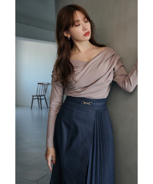 トップス herlipto Bloom Two-Way Top Asymmetric Cotton-blend Jersey Top（Tシャツ/カットソー）｜Her lip