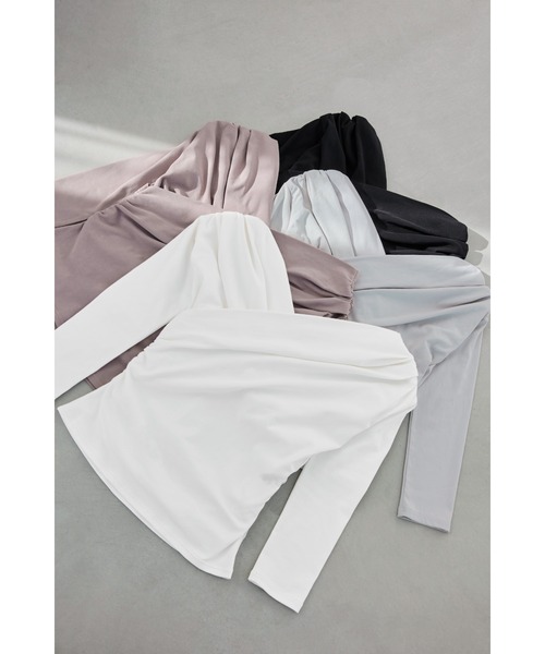 Asymmetric Cotton-blend Jersey Top（Tシャツ/カットソー）｜Her lip