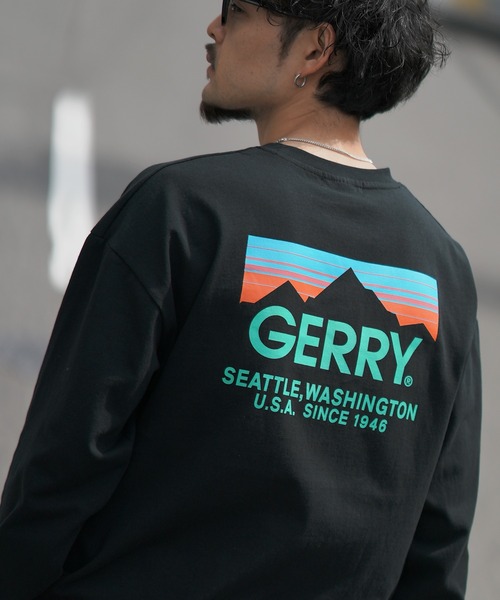 GERRY（ジェリー）の「【GERRY】別注 プリント/ワンポイント 刺しゅう 長袖Tシャツ（Tシャツ/カットソー・メンズ・ホワイト/ブラック/パープル系/パープル系1/ブルー系1/カーキ系1/ブルー系/カーキ系/グレー系/グレー系1/ブラック系1/ホワイト系1/ブラック系/ホワイト系/カーキ/ブルー/グレー/パープル/ブルー系2/グレー系2/カーキ系2/ホワイト系2/ブラック系2・LARGE/X-LARGE/SMALL/MEDIUM）」の5枚目の写真