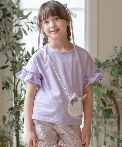 Catherine Cottage（キャサリンコテージ）の「【ZOZO限定】半袖ネコポシェットTシャツ（Tシャツ/カットソー・キッズ・ピンク/ライラック/ブルー/グレー/ペールイエロー・100/130/120/110/150/140）」の3枚目の写真