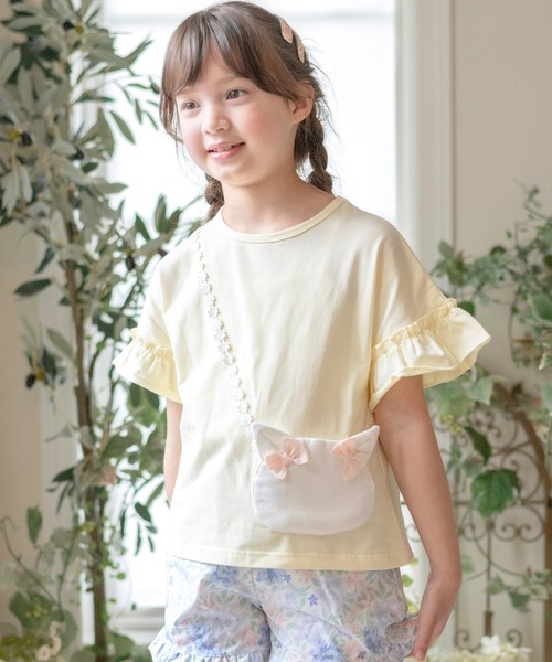 Catherine Cottage（キャサリンコテージ）の「【ZOZO限定】半袖ネコポシェットTシャツ（Tシャツ/カットソー・キッズ・ピンク/ライラック/ブルー/グレー/ペールイエロー・100/130/120/110/150/140）」の4枚目の写真