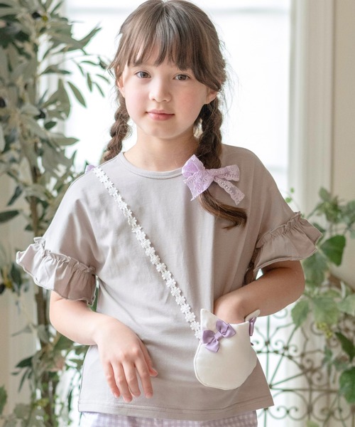 Catherine Cottage（キャサリンコテージ）の「【ZOZO限定】半袖ネコポシェットTシャツ（Tシャツ/カットソー・キッズ・ピンク/ライラック/ブルー/グレー/ペールイエロー・100/130/120/110/150/140）」の12枚目の写真