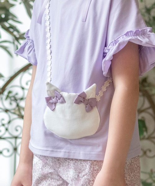 Catherine Cottage（キャサリンコテージ）の「【ZOZO限定】半袖ネコポシェットTシャツ（Tシャツ/カットソー・キッズ・ピンク/ライラック/ブルー/グレー/ペールイエロー・100/130/120/110/150/140）」の6枚目の写真