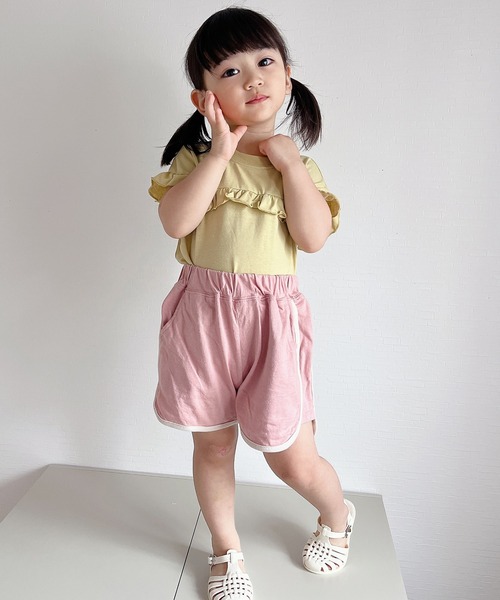 chil2（チルツー）の「パイピングショートパンツ（その他パンツ・キッズ・チャコールグレー/スモークピンク/ブラック/ベージュ/ミント/ラベンダー・150cm/140cm/130cm/120cm/110cm/100cm/90cm/80ｃｍ）」の13枚目の写真