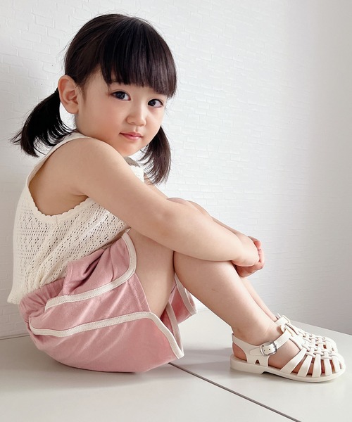 chil2（チルツー）の「パイピングショートパンツ（その他パンツ・キッズ・チャコールグレー/スモークピンク/ブラック/ベージュ/ミント/ラベンダー・150cm/140cm/130cm/120cm/110cm/100cm/90cm/80ｃｍ）」の14枚目の写真