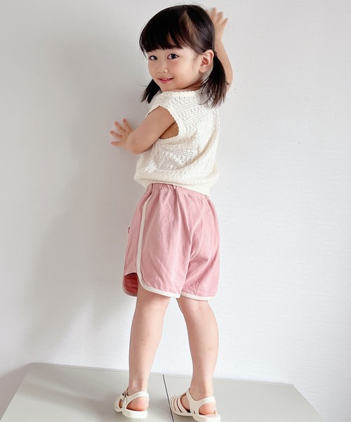 chil2（チルツー）の「パイピングショートパンツ（その他パンツ・キッズ・チャコールグレー/スモークピンク/ブラック/ベージュ/ミント/ラベンダー・150cm/140cm/130cm/120cm/110cm/100cm/90cm/80ｃｍ）」の16枚目の写真