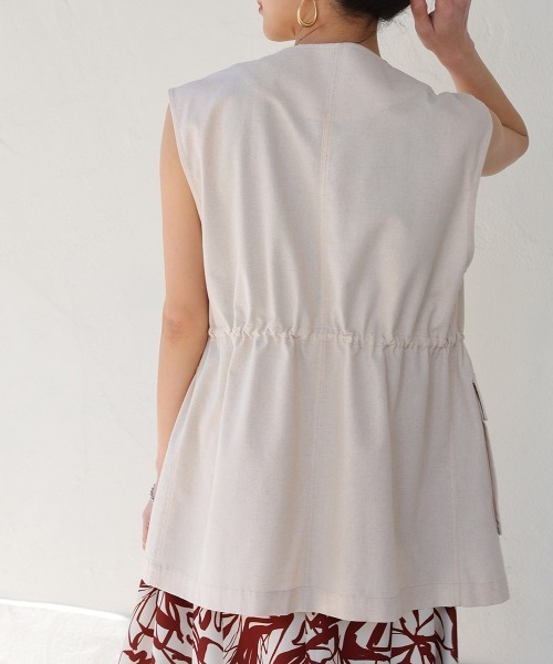 Bou Jeloud（ブージュルード）の「リネンバイオウォッシュワークベスト（ベスト・レディース・ナチュラル/ネイビー・38）」の7枚目の写真