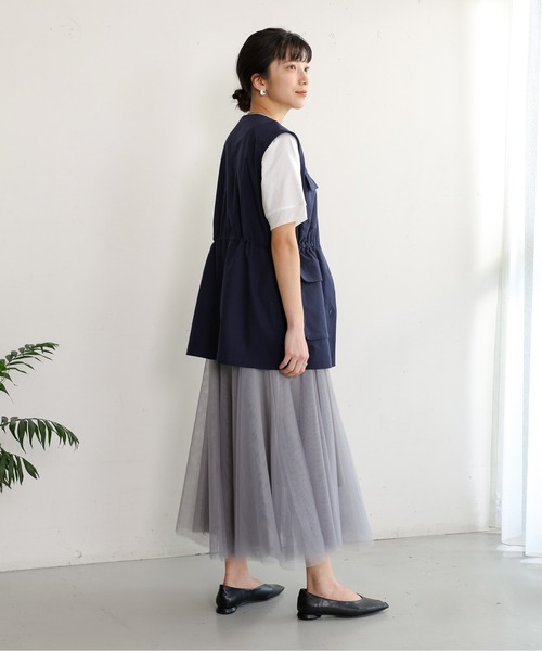 Bou Jeloud（ブージュルード）の「リネンバイオウォッシュワークベスト（ベスト・レディース・ナチュラル/ネイビー・38）」の8枚目の写真