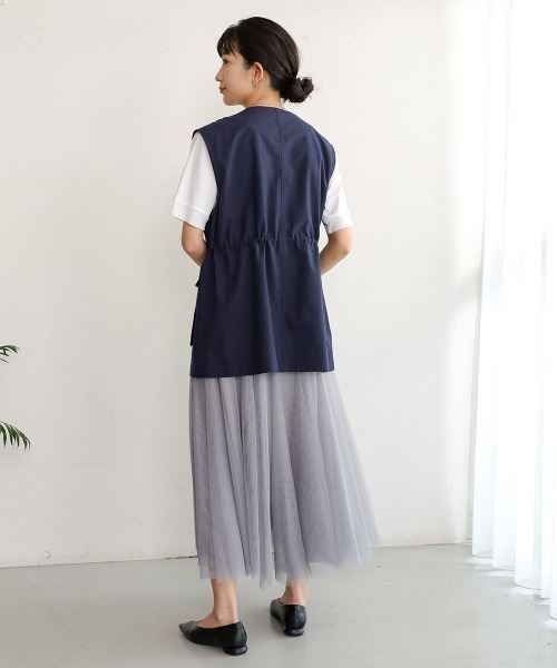 Bou Jeloud（ブージュルード）の「リネンバイオウォッシュワークベスト（ベスト・レディース・ナチュラル/ネイビー・38）」の10枚目の写真