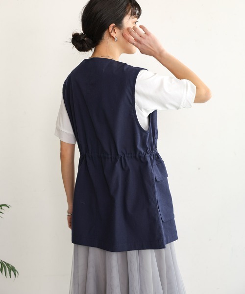 Bou Jeloud（ブージュルード）の「リネンバイオウォッシュワークベスト（ベスト・レディース・ナチュラル/ネイビー・38）」の11枚目の写真