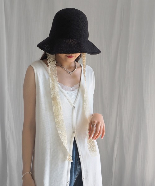 minia(ミニア)の「レースリボンチューリップハット(ハット・レディース・ブラック/ホワイト/ベージュ・FREE)」の15枚目の写真