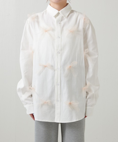 【sister jane】 チュール リボン シャツ ブラウス S Sister Jane（シスタージェーン）の「sister jane/チュールリボン