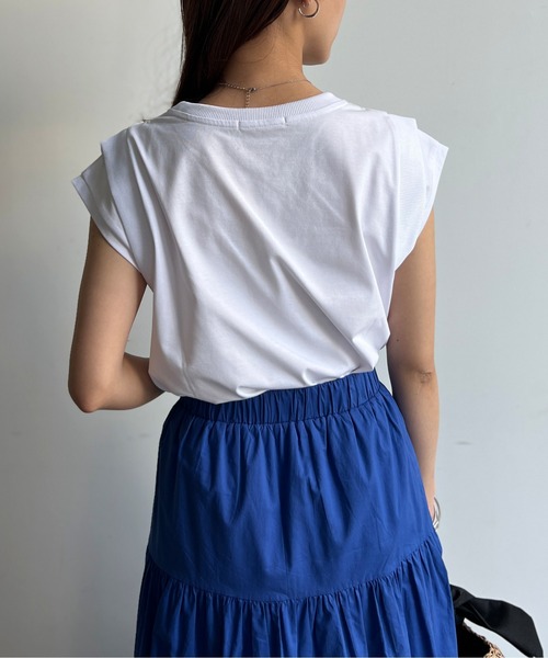 Chez toi（シェトワ）の「接触冷感フレンチスリーブプルオーバー（Tシャツ/カットソー・レディース・ネイビー/ブラック/グレイッシュベージュ/オフホワイト・FREE）」の12枚目の写真